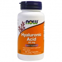 Гиалуроновая кислота NOW Hyaluronic Acid 50 mg + MSM 60 капсул