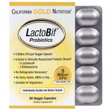 Специальный препарат California Gold Nutrition LactoBif Probiotics 5 млрд КОЕ 60 капсул
