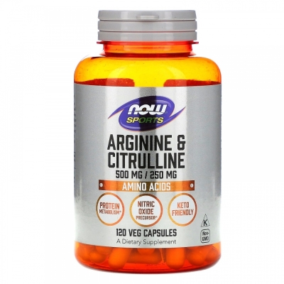 Аминокислоты NOW Arginine + Citrulline 120 капсул