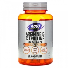 Аминокислоты NOW Arginine + Citrulline 120 капсул
