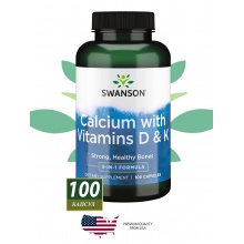 Витамины Swanson Calcium with Vitamins D + K -3 в 1 формула 100 капсул