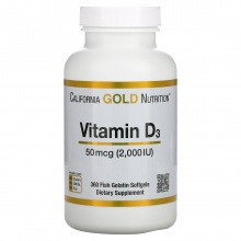 Витамины California Gold Nutrition vitamin D3 50 мкг (2000 МЕ) 360 капсул