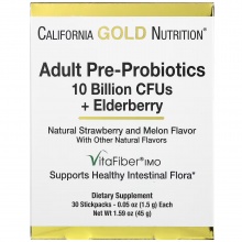 Специальный препарат California Gold Nutrition Adult Pre-Probiotics 100 Billion +Elderberry 45 гр 30 стиков
