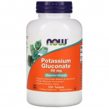 Витамины Now Potassium Gluconate 99 мг 250 таблеток