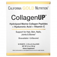 Коллаген California Gold Nutrition Collagen UP 5000 Marine-Sourced Collagen Peptides + Hyaluronic A 30 пакетиков