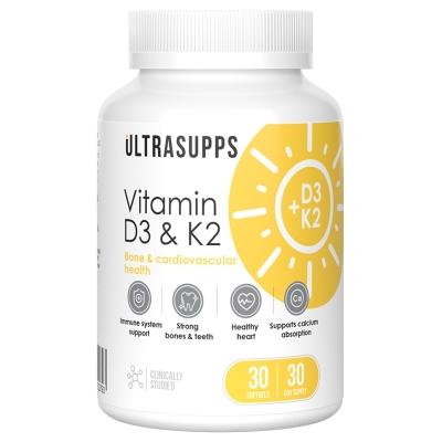 Витамины UltraSupps Vitamin D3 + К2 30 капсул